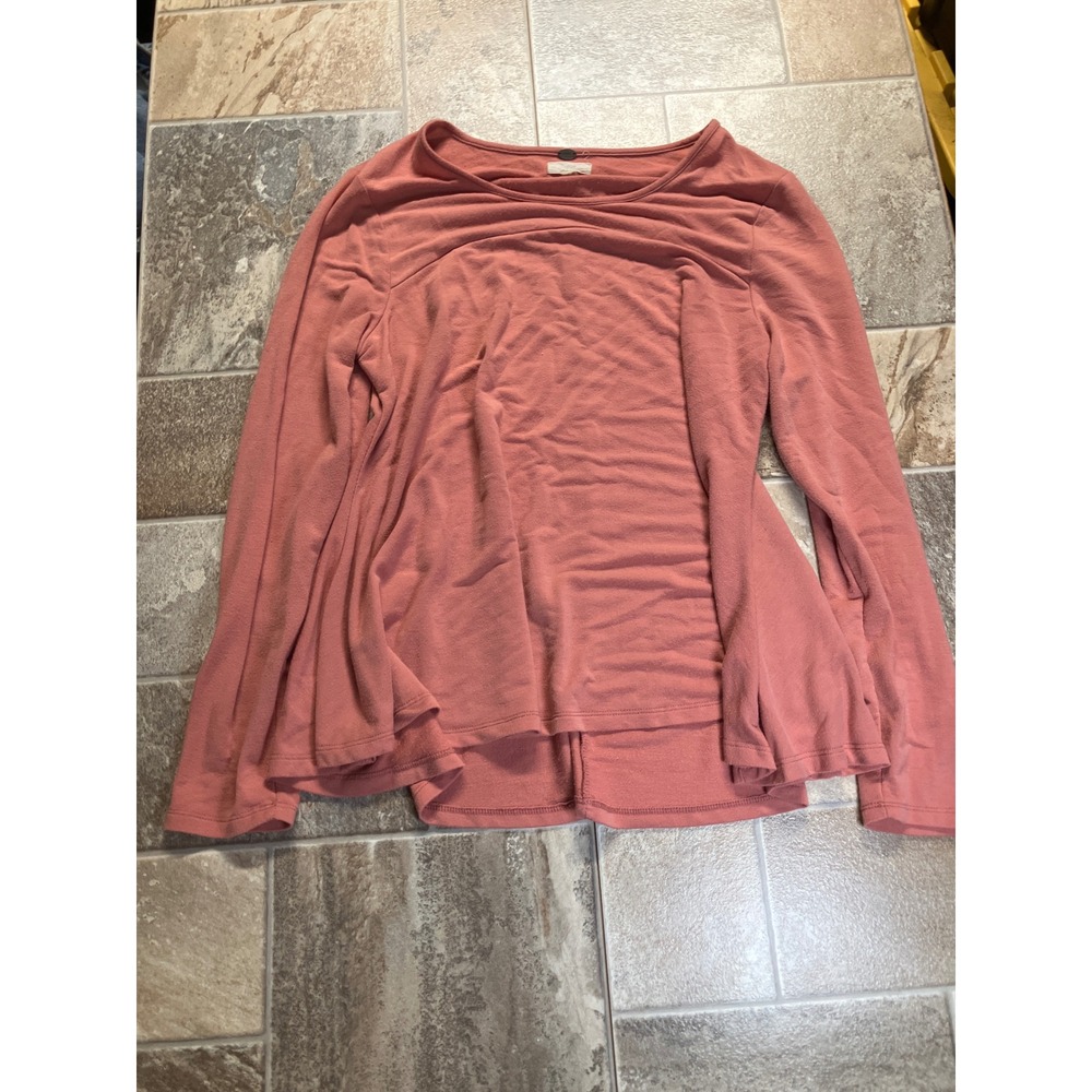 Cupio‎ Long Sleeve Swing Tunic Top Coral Pink Casual Flowy Women's Size M